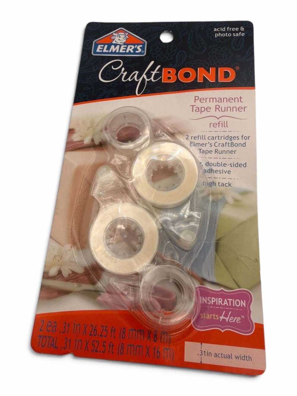 Elmer's CraftBond Permanent Tape Runner Refill 2 Pack (.31 in x 26.25 ft)